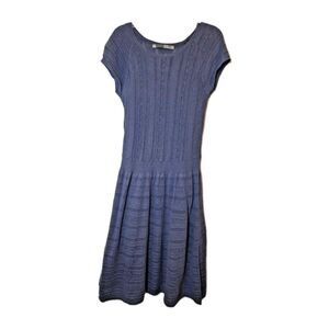 Athleta Downtown Cap Sleeve Dress Cotton Pointelle Eyelet Womens M Travel Midi